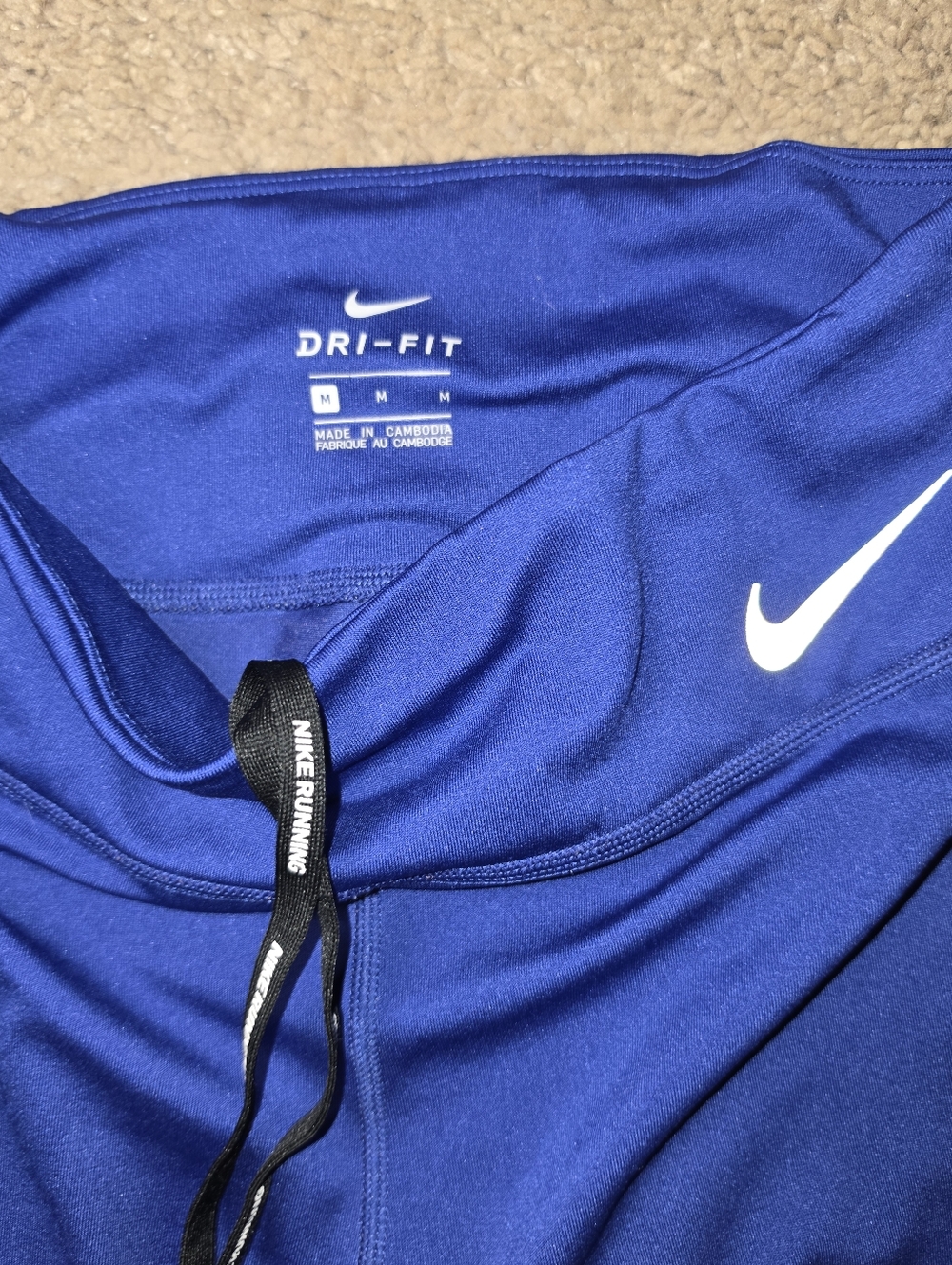 Nike Royal Blue Dri-FIT Running Tights with White Swoosh - Picture 2 of 7